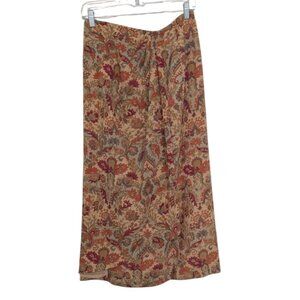 Talbots Wool Paisley Midi Wrap Skirt Womens Petite Size 8 Beige Floral Lined